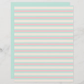 ピンクブルー&クリームパターストライプのンスクラップブック紙 (正面/裏面)