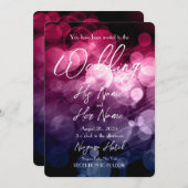 ピンクブルー《写真》ぼけ味 – 独自の作成結婚機能 招待状 (正面/裏面)