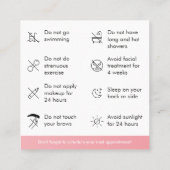 ピンクブロウアフターケアの指導 スクエア名刺 (裏面)