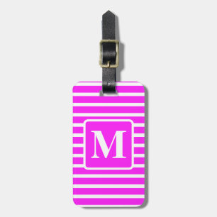 ピンクブロックストライプモノグラムの ラゲッジタグ