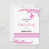 ピンクブロッサムの誕生日パーティーの招待状 招待状 (正面)