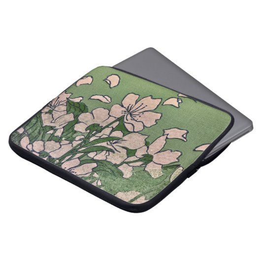 ピンクブロッサムカスケードエレクトロニクスバッグ ラップトップスリーブ (正面上部)