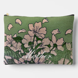 ピンクブロッサムグリーンプリントカットソーバッグ アクセサリーポーチ