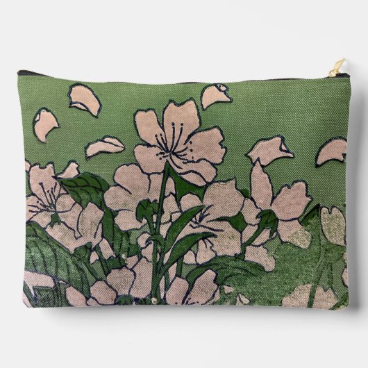 ピンクブロッサムグリーンプリントカットソーバッグ アクセサリーポーチ (裏面)