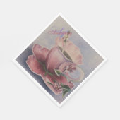 ピンクブロッサムティーカップモノグラムパーティー スタンダードランチョンナプキン (角)