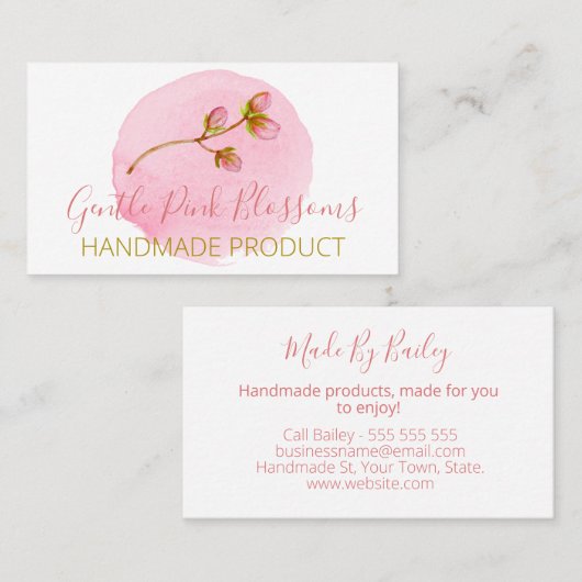 ピンクブロッサムハンドメイドソープスクラブ体バター 名刺 (正面/裏面)