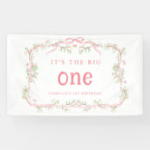 ピンクブロッサムフローラフレーム1st誕生日パーティー 横断幕 (横)