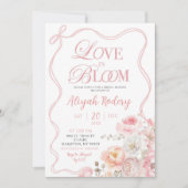 ピンクブロッサムフローララブイン開花ブライダルシャワー 招待状 (正面)