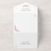 ピンクブロッサムフローラ結婚金ゴールド オールインワン招待状 (外側)