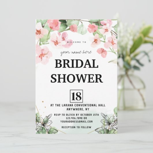 ピンクブロッサムブライダルシャワー 招待状 (スタンド正面)