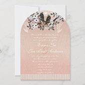 ピンクブロッサムブランチヴィンテージラブバード結婚ズ 招待状 (正面)