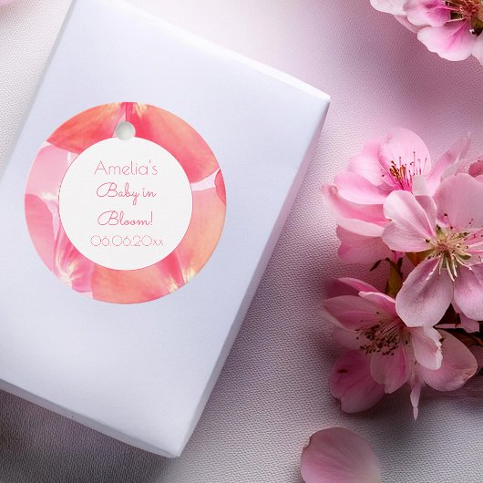 ピンクブロッサムベビーイン開花ベビーシャワー フェイバータグ