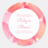 ピンクブロッサムベビーイン開花ベビーシャワー ラウンドシール (正面)