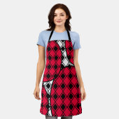 ピンクブロブハーレキン エプロン (着用した状態)