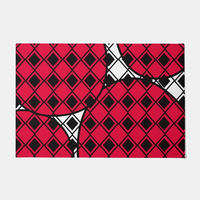 ピンクブロブハーレキン ドアマット (正面)