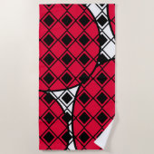 ピンクブロブハーレキン ビーチタオル (正面)