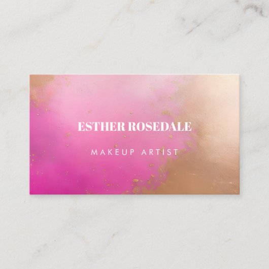 ピンクブロンツァーパウダーメイクアップアーティスト名刺 名刺 (正面)