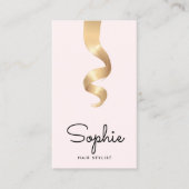 ピンクブロンドヘアカールサロン美容師サロン 名刺 (正面)