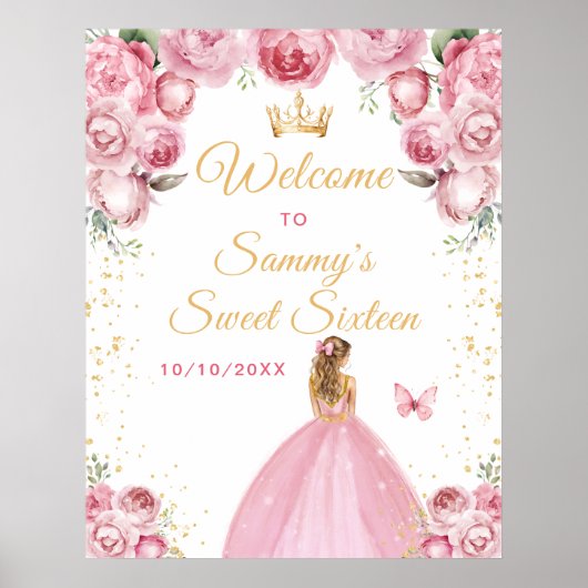 ピンクブロンドヘアプリンセスSweet sixteen歓迎 ポスター (正面)