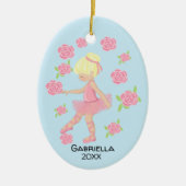 ピンクブロンド髪バレリナクリスマス セラミックオーナメント (正面)