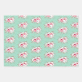 ピンクブーケとマッチングのストライプ ラッピングペーパーシート (正面3)