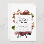 ピンクブーケフローラブライダルシャワー 招待状 (正面/裏面)