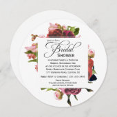 ピンクブーケフローラブライダルシャワー 招待状 (正面/裏面)
