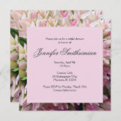 ピンクブーケブライダルシャワー招待状インチャーコールグレー 招待状 (正面/裏面)