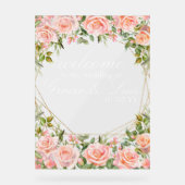 ピンクブーケボタニカル花模様結婚金ゴールド アクリルサイン (正面)