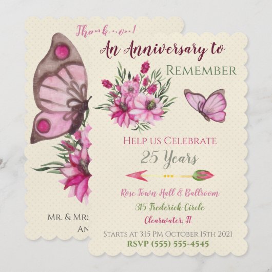 ピンクブーケ 招待状 (正面/裏面)