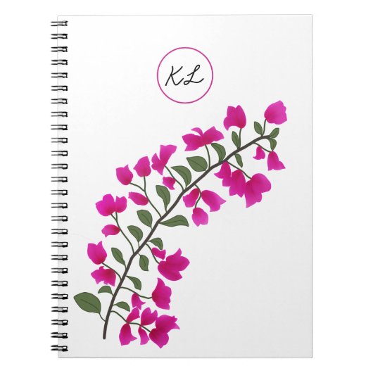 ピンクブーゲンビリアパーソナライズされたフォトノートブック ノートブック (正面)