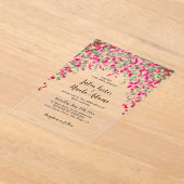 ピンクブーゲンビリア熱帯林ウェディングシャワー アクリル招待状 (レイダウン)