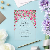 ピンクブーゲンビリア熱帯林ウェディングシャワー アクリル招待状 (インサイチュ (ウェディング))