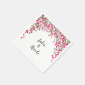 ピンクブーゲンビリア熱帯林ウェディングシャワー スタンダードカクテルナプキン (角)