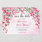 ピンクブーゲンビリア熱帯林ウェディングシャワー セーブザデート (正面/裏面)