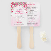 ピンクブーゲンビリア熱帯林ウェディングシャワー ハンドファン (正面&裏面)