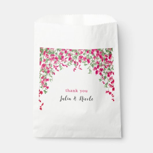 ピンクブーゲンビリア熱帯林ウェディングシャワー フェイバーバッグ (正面)