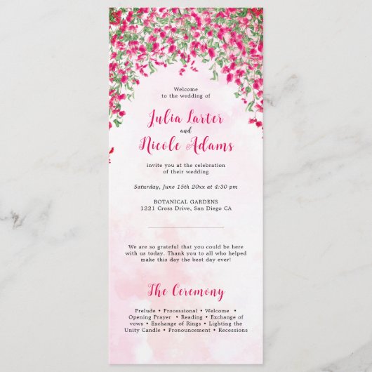 ピンクブーゲンビリア熱帯林ウェディングシャワー プログラム (正面)