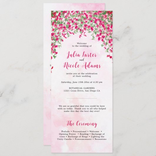 ピンクブーゲンビリア熱帯林ウェディングシャワー プログラム (正面/裏面)