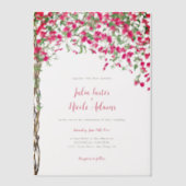 ピンクブーゲンビリア熱帯林ウェディングシャワー ベラム紙招待状 (正面)