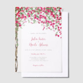 ピンクブーゲンビリア熱帯林ウェディングシャワー ベラム紙招待状 (オフセット)