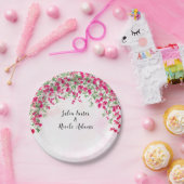 ピンクブーゲンビリア熱帯林ウェディングシャワー ペーパープレート (パーティー)