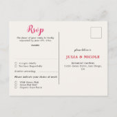 ピンクブーゲンビリア熱帯林ウェディングシャワー ポストカード (裏面)