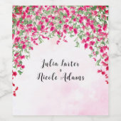 ピンクブーゲンビリア熱帯林ウェディングシャワー ワインラベル (シングルラベル)