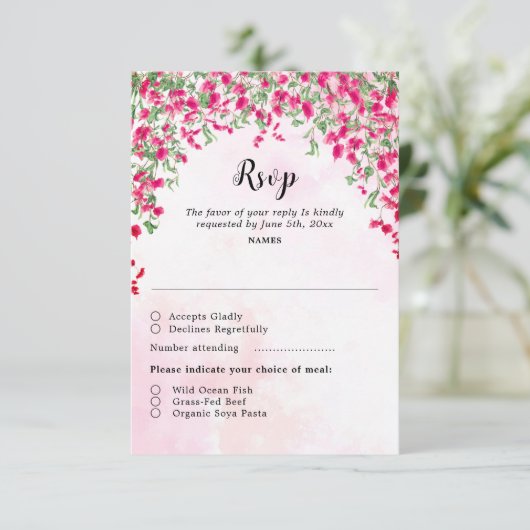 ピンクブーゲンビリア熱帯林ウェディングシャワー 出欠カード (スタンド正面)