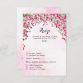 ピンクブーゲンビリア熱帯林ウェディングシャワー 出欠カード (正面/裏面)