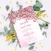 ピンクブーゲンビリア熱帯林ウェディングシャワー 招待状