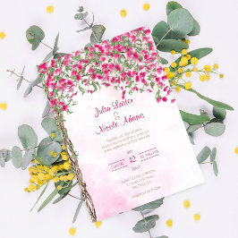 ピンクブーゲンビリア熱帯林ウェディングシャワー 招待状