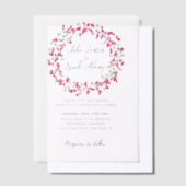 ピンクブーゲンビリア熱帯林リース結婚ズ ベラム紙招待状 (オフセット)