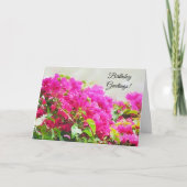 ピンクブーゲンビリア花アート誕生日カード カード (正面)